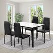 Marble Dining Table Set 4 Chairs Faux Marble Large Glossy Desk Modern Restaurant Kitchen Bedroom Office Work White