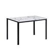 Marble Dining Table Set 4 Chairs Faux Marble Large Glossy Desk Modern Restaurant Kitchen Bedroom Office Work White