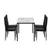 Marble Dining Table Set 4 Chairs Faux Marble Large Glossy Desk Modern Restaurant Kitchen Bedroom Office Work White