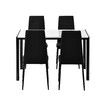 Marble Dining Table Set 4 Chairs Faux Marble Large Glossy Desk Modern Restaurant Kitchen Bedroom Office Work White