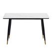 Marble Dining Table Sintered Stone Large Glossy Desk With Metal Legs Modern Restaurant Kitchen Bedroom Office Work White