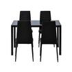 Marble Dining Table Set 4 Chairs Faux Marble Large Glossy Desk Modern Restaurant Kitchen Bedroom Office Work Black
