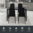 Marble Dining Table Set 4 Chairs Faux Marble Large Glossy Desk Modern Restaurant Kitchen Bedroom Office Work Black