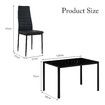 Marble Dining Table Set 4 Chairs Faux Marble Large Glossy Desk Modern Restaurant Kitchen Bedroom Office Work Black