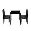 Marble Dining Table Set 4 Chairs Faux Marble Large Glossy Desk Modern Restaurant Kitchen Bedroom Office Work Black