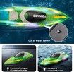 RC Boat for Kids 8-12, Fast Remote Control Boat with LED Lights, 2.4G RC Electric Boats Pool and Lakes Toys for Adults (Transparent Green)