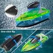 RC Boat for Kids 8-12, Fast Remote Control Boat with LED Lights, 2.4G RC Electric Boats Pool and Lakes Toys for Adults (Transparent Green)
