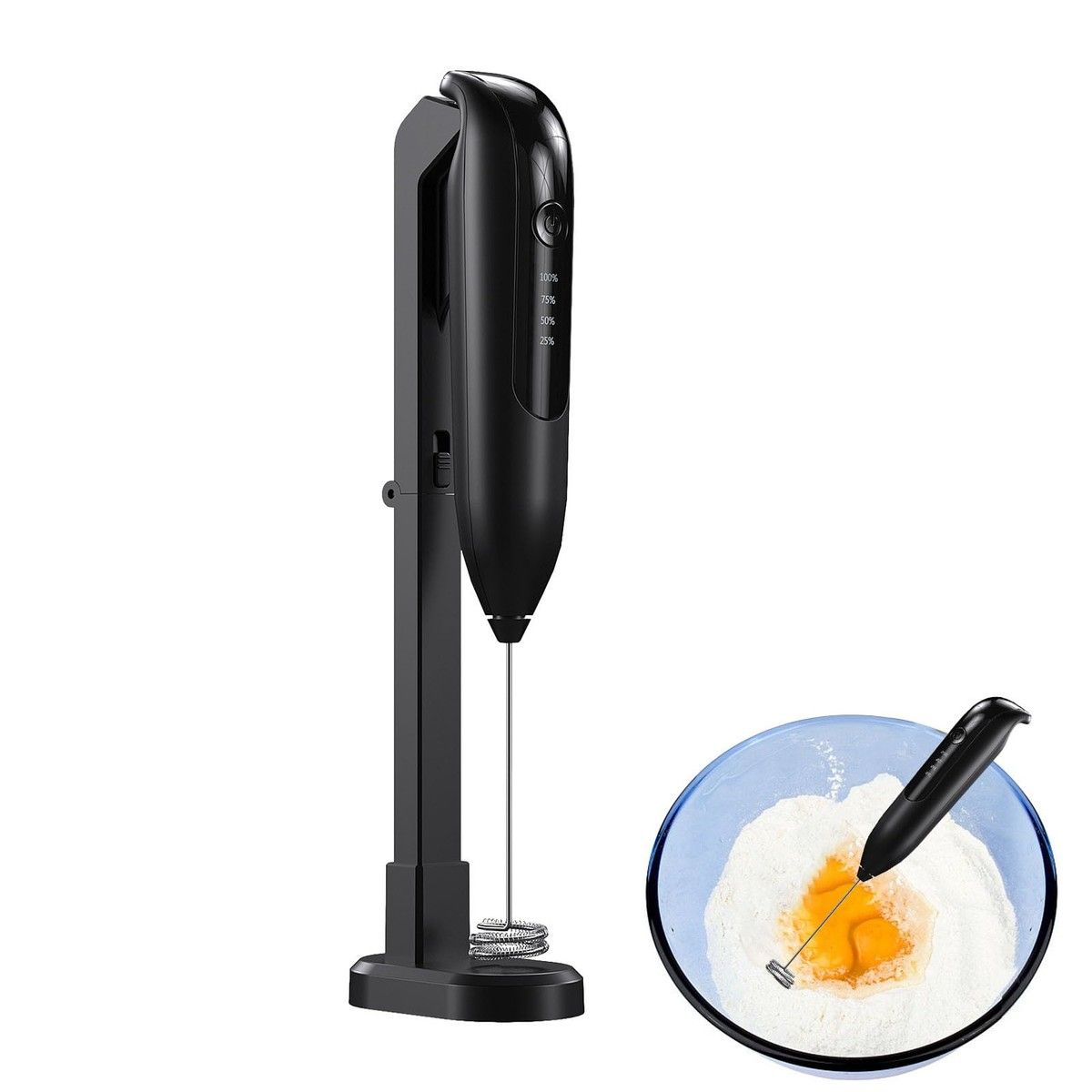 Electric Egg Frother ABS Handheld Electric Mixer, CORDLESS USB Charging Powerful Egg Beater, Low Noise Motor High Speed Electric Whisk Col.Black