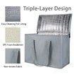 2Pack Grey Insulated Reusable Grocery Shopping Bags X-Large Picnic Cooler Bag Zipper Top Cold