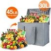 2Pack Grey Insulated Reusable Grocery Shopping Bags X-Large Picnic Cooler Bag Zipper Top Cold