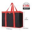2Pack Black with Red Edge Insulated Reusable Grocery Shopping Bags X-Large Picnic Cooler Bag Zipper Top Cold