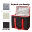 2Pack Black with Red Edge Insulated Reusable Grocery Shopping Bags X-Large Picnic Cooler Bag Zipper Top Cold