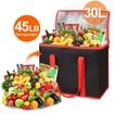 2Pack Black with Red Edge Insulated Reusable Grocery Shopping Bags X-Large Picnic Cooler Bag Zipper Top Cold