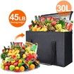 2Pack Black Insulated Reusable Grocery Bag with Zippered Top X-Large Frozen Foods Cold Cooler Shopping Accessories Insulated Bags