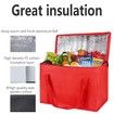 2Pack Red Insulated Reusable Grocery Bag with Zippered Top X-Large Cold Cooler Shopping Accessories Insulated Bags