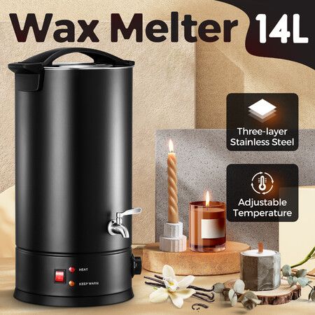 Electric Wax Melter 14L Candle Making 1800W Melting Pot Furnace Quick Pour Spout Soy Bees Soap Maker Machine Temperature Control Home Commercial