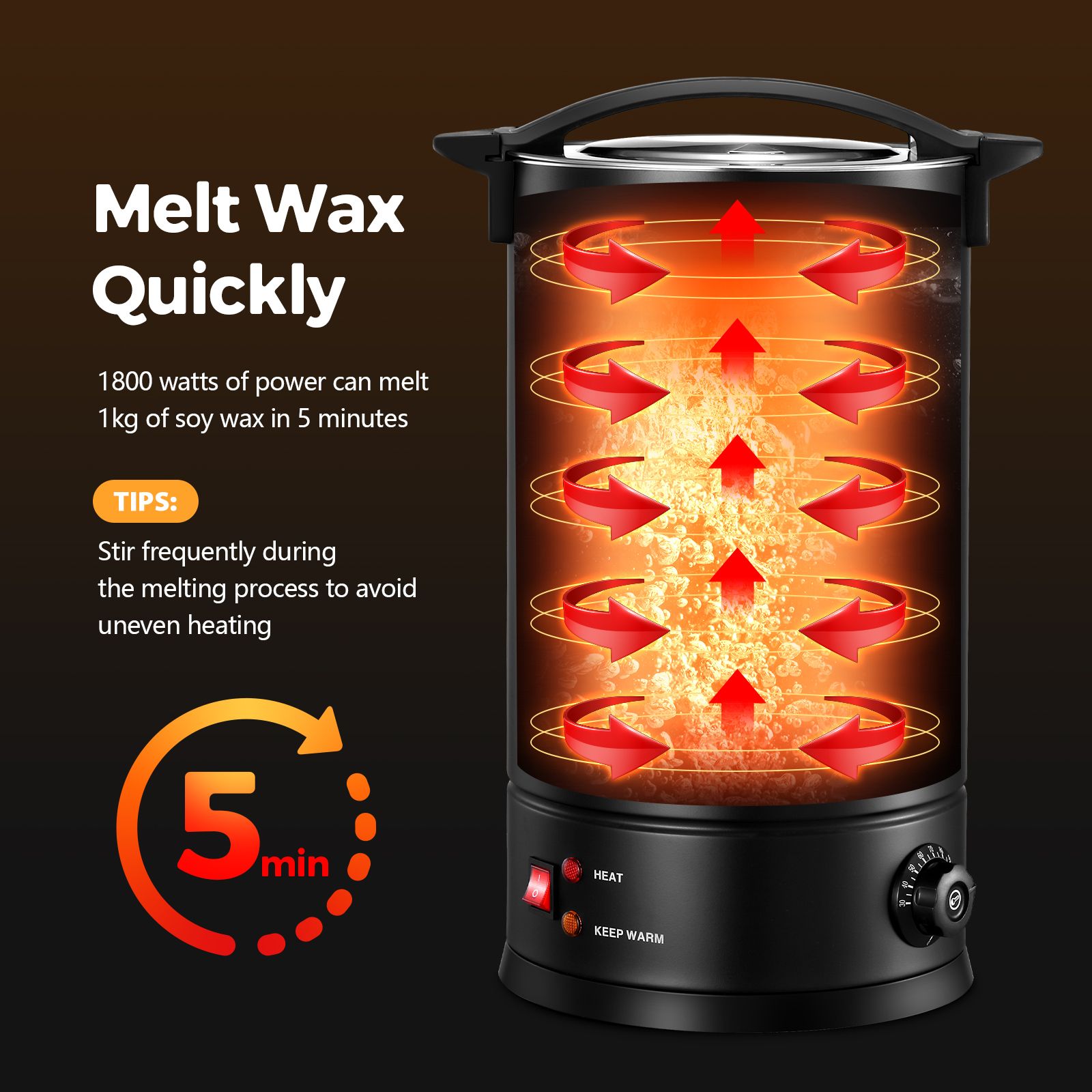 15L Wax Melter Candle Making Large Melting Pot Furnace Electric Soy Soap Maker Machine Quick