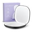 Double sided Rechargeable Travel Makeup Mirror with Lights and Magnification 10X for Purse Black