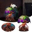 Stained Glass Plant Series Table Lamp, Painting Glass Mushroom Table Lamp Vintage Desk Lamps Decorative Bedside Lamp for Bedroom Living Room Home Office Decor