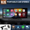 10.26 Inch Portable Car Stereo Radio Apple Carplay Android Auto MP5 Player Bluetooth Head Unit Audio System Touchscreen with Camera