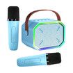 Karaoke Machine for Kids and Adults, Mini Portable Bluetooth Speaker with 2 Wireless Microphones for Girls Boys Age 6+ Blue