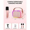 Karaoke Machine for Kids and Adults, Mini Portable Bluetooth Speaker with 2 Wireless Microphones for Girls Boys Age 6+ Pink
