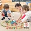 Kids Games Domino Train Toys: 180PCS Automatic Stacking Creative Game 3+ Year Old - Stem Montessori Toy for Boys Age3+ Summer Autistic Christmas Birthday Gifts 5 6 Toddler Girls Ages 3+ (Blue)