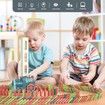 Kids Games Domino Train Toys: 180PCS Automatic Stacking Creative Game 3+ Year Old - Stem Montessori Toy for Boys Age3+ Summer Autistic Christmas Birthday Gifts 5 6 Toddler Girls Ages 3+ (Blue)