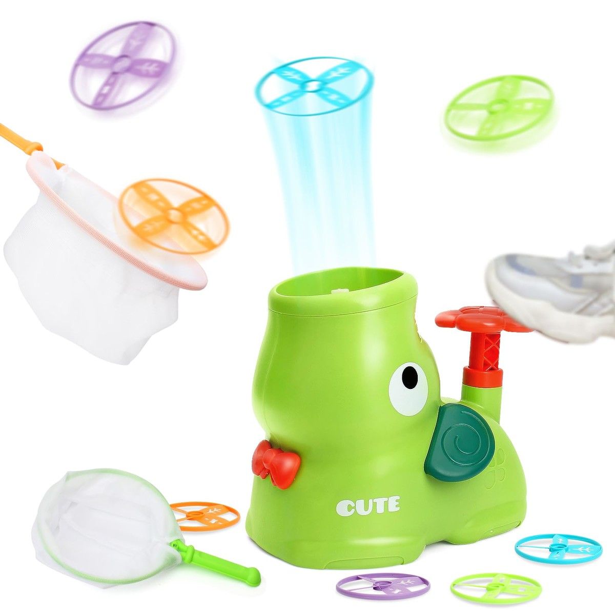 Kids Games Outdoor Toys,Elephant Butterfly Catching Game - Stomp Flying Disc Outside Toy Summer Games Backyard Activities Toddler Birthday Gift Ages 3+ (Green)