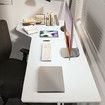 Electric Standing Desk Corner Sit Stand Up Table Height Adjustable L Shaped Rising Computer Office Motorised USB White