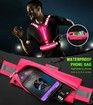 Reflective Vest LED Rechargeable Running Gear High Visibility Armband Waterproof Phone Bag Adjustable Waist Shoulder Pink Safety