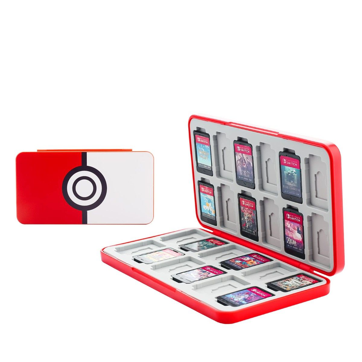 Poke Ball - Game Card Case for Nintendo Switch/Lite/OLED, Game Cartridge Holder with 24 Game Card Slots and 24 Micro SD Card Slots, Magnetic Buckle