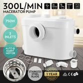 750W Macerator Sewage Pump Automatic Waste Water Flush Marine Toilet Bathroom Laundry Kitchen Sink Sewerage Disposal Ejector Wastewater Treatment