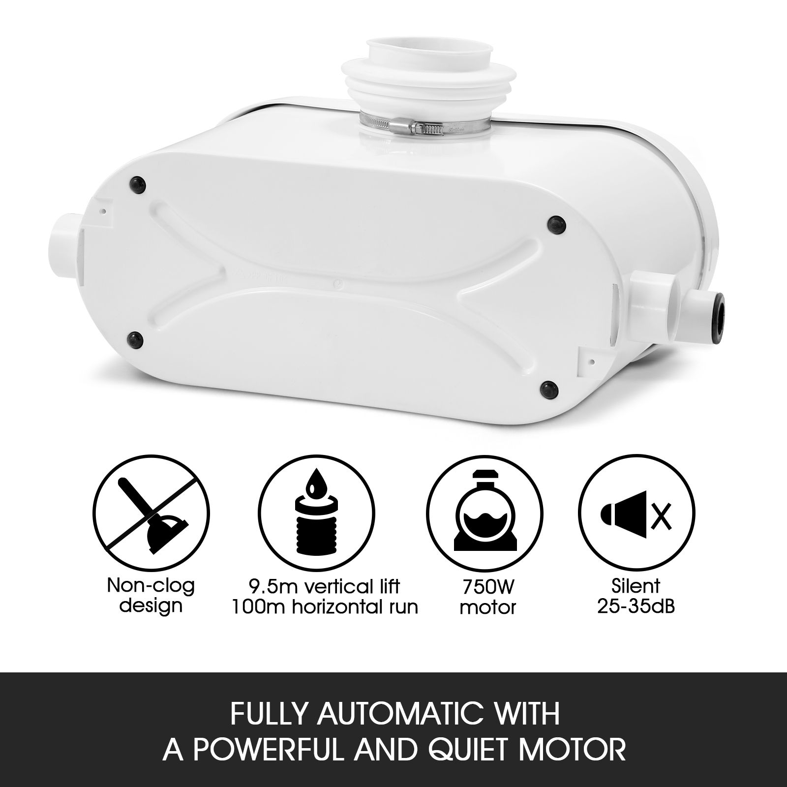 750W Macerator Sewage Pump Automatic Waste Water Flush Marine Toilet Bathroom Laundry Kitchen Sink Sewerage Disposal Ejector Wastewater Treatment