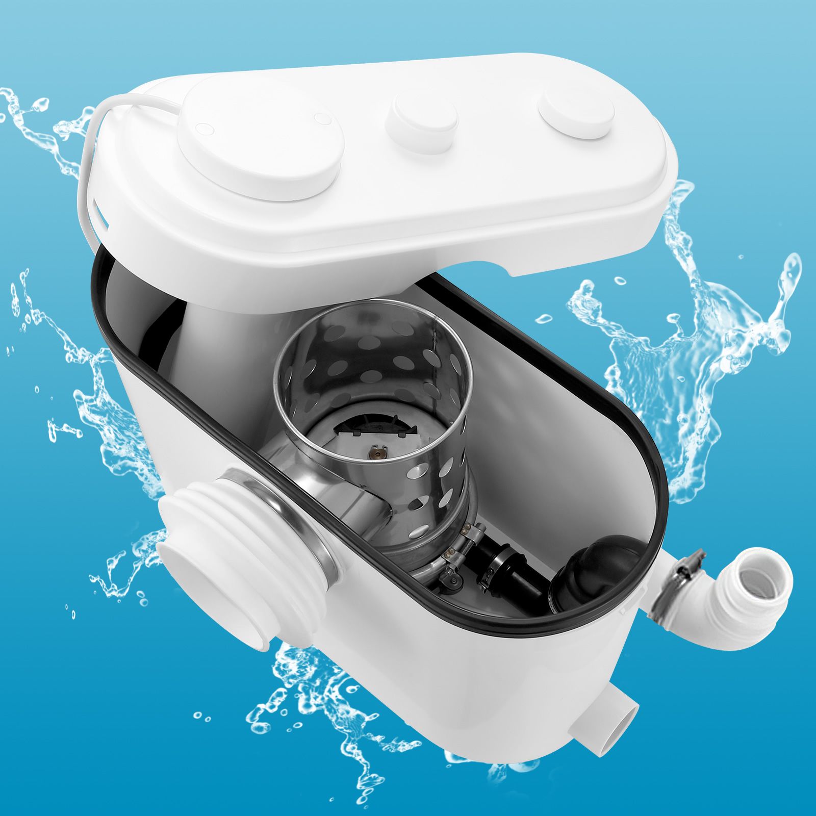 750W Macerator Sewage Pump Automatic Waste Water Flush Marine Toilet Bathroom Laundry Kitchen Sink Sewerage Disposal Ejector Wastewater Treatment
