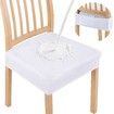 Waterproof Seat Covers for Dining Room Chairs Set of 2,Stretch Jacquard Removable Washable Chair Seat Slipcovers Protector,No Rear Covers (White,2Pack)