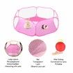 Small Animals C&C Cage Tent,Breathable & Transparent Pet Playpen Pop Open Outdoor/Indoor Exercise Fence,Portable Yard Fence for Guinea Pig,Rabbits,Hamster,Chinchillas and Hedgehogs (Pink)