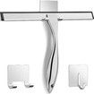 All-Purpose Stainless Steel Shower Squeegee for Shower Doors with 2 Hooks, Bathroom Cleaner Tool Household Window Mirror Squeegee for Home Cleanin Car, 10 Inch Silver
