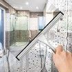 All-Purpose Stainless Steel Shower Squeegee for Shower Doors with 2 Hooks, Bathroom Cleaner Tool Household Window Mirror Squeegee for Home Cleanin Car, 10 Inch Silver