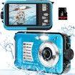 Underwater Camera with 32GB Card 10FT 30MP FHD 1080P Waterproof Camera Compact 16X Digital Zoom Waterproof Digital Camera for Snorkeling (Blue)