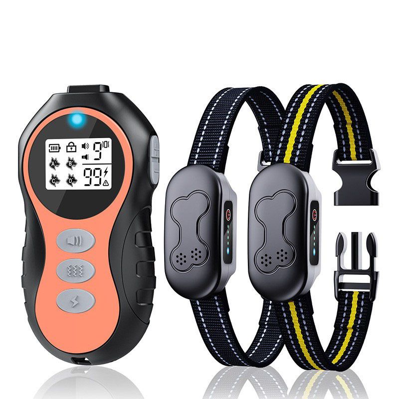 Dog Shock Collar for 2 Dogs, Remote Control Dog Training Collar for Large, Medium and Small Dogs, Waterproof Rechargeable Electronic Collar with 4 Modes (Orange)