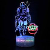 3 Color Changing Night Lamp, 3D Visual Illusion Star War LED Lamp for Kids Toy Christmas Birthday Gifts Boba Fett