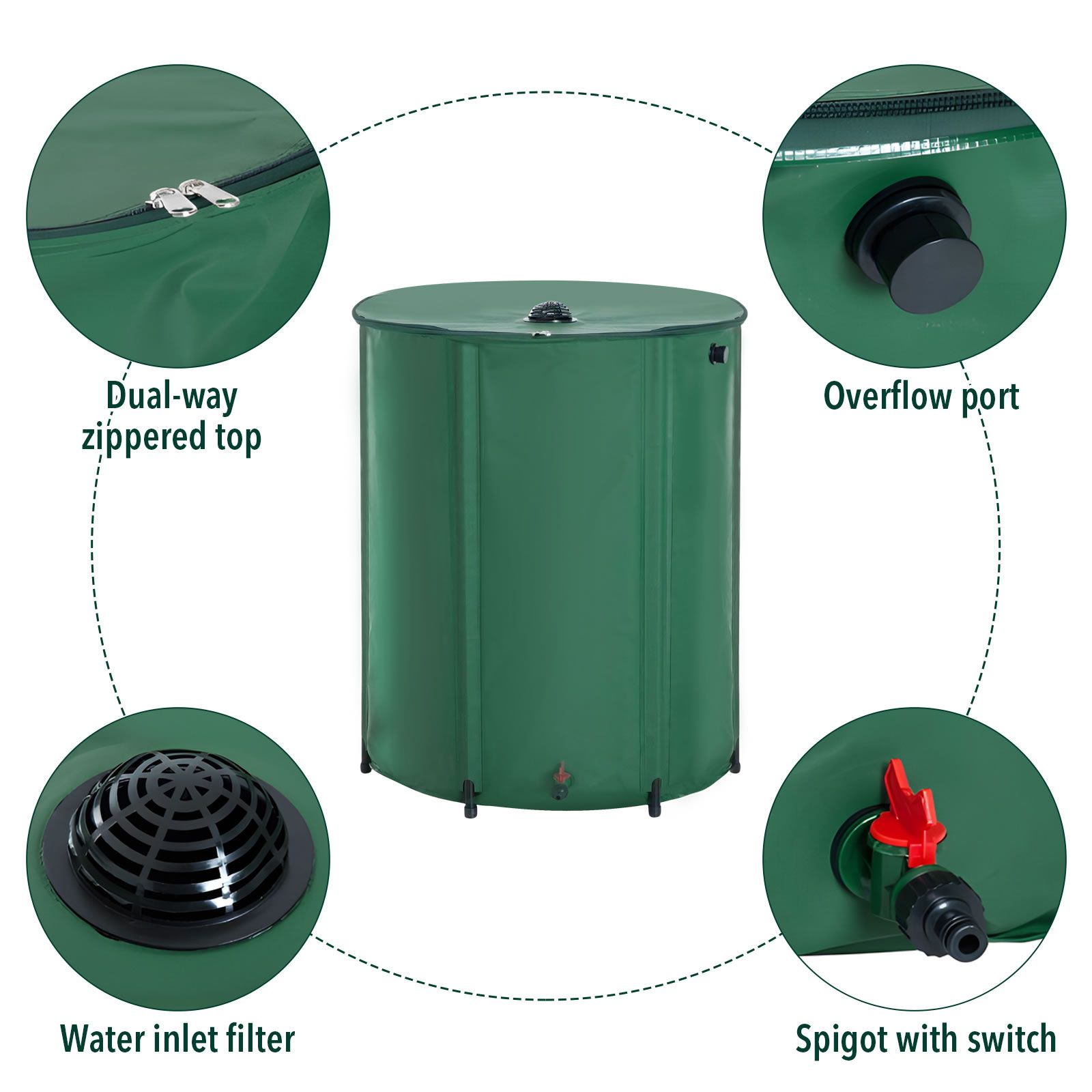 Rain Water Tank Barrel 225L Rainwater Collection System Collapsible ...