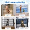 Dog Pet Safety Gate Cat Fence Guard Security Enclosure Stair Barrier Retractable Portable Low Puppy Containment System Metal Black 60cm High