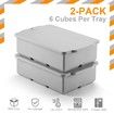 Large Ice Cube Tray with Lid,Stackable Big Silicone Square Ice Cube Mold for Whiskey Cocktails Bourbon Soups Frozen Treats,Easy Release BPA Free (Grey,2Pack)