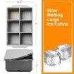 Large Silicone Ice Cube Tray with Lid Stackable Square Mold for Whiskey Cocktails and Frozen Treats Easy Release BPA Free Grey