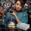 Large Silicone Ice Cube Tray with Lid Stackable Square Mold for Whiskey Cocktails and Frozen Treats Easy Release BPA Free Grey