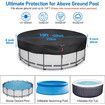 10FT Round Winter Pool Cover, 210D Tear Resistant Solar Pool Covers for Above Ground Pools, Fade Resistant Pool Cover with Windproof Strap, Drawstring, Ground Nails, 300CM ,Black
