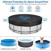 8FT Round Winter Pool Cover, 210D Tear Resistant Solar Pool Covers for Above Ground Pools, Fade Resistant Pool Cover with Windproof Strap, Drawstring, Ground Nails, 240CM ,Black