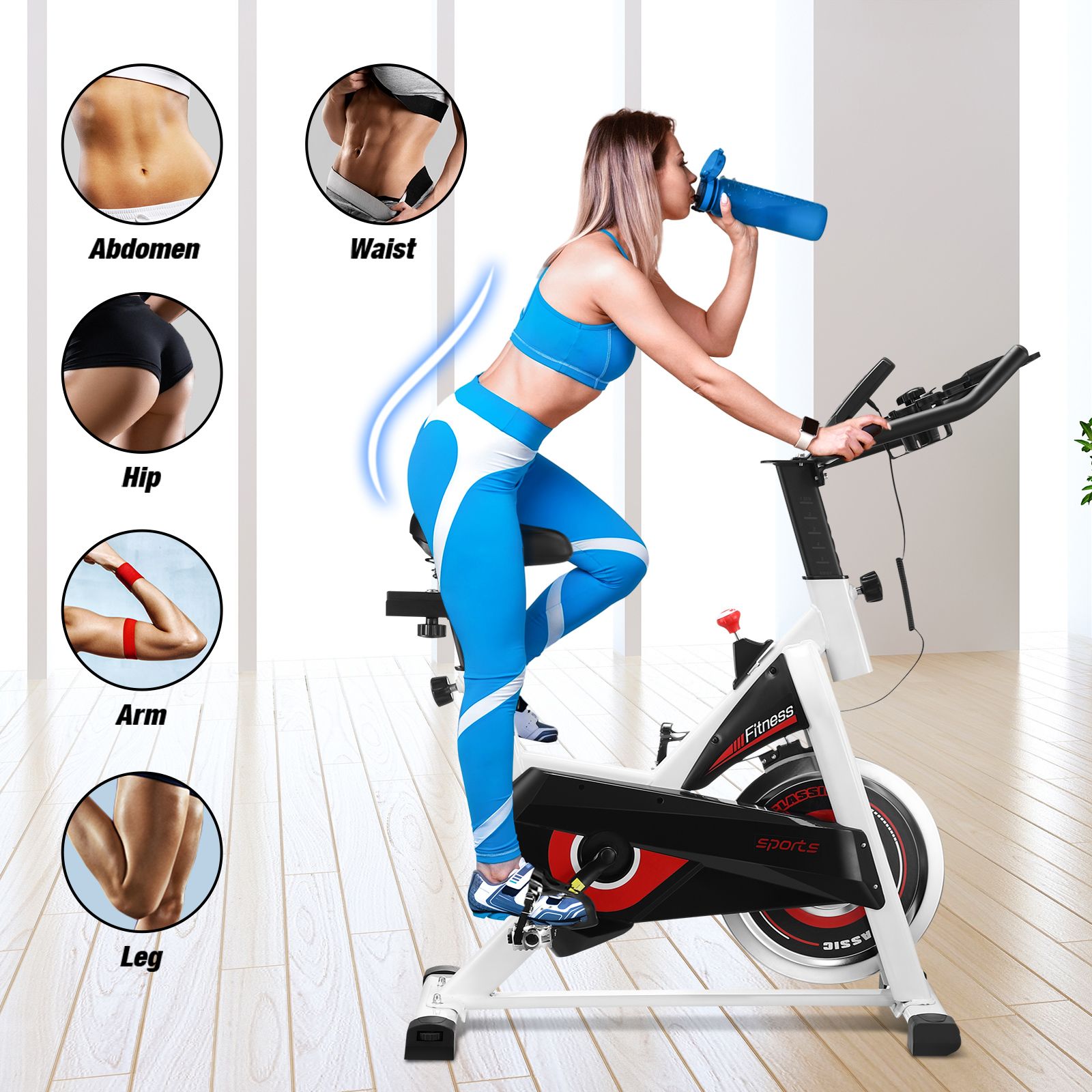 exerpeutic spin bike with bluetooth connectivity and chest belt